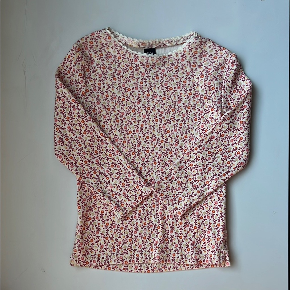 GAP Toddler Floral Top in Cream and Pink